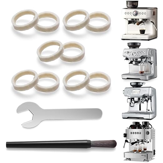 Abeskch Felt Washer Replacement & Cleaning Brush for Breville Espresso Machines Grinders BES870/ BES878/ BES880/ BES860/ BES840/ BES990/ BES980/ BCG820 (10-Pack)