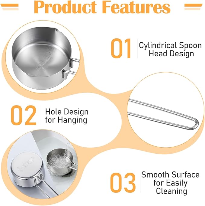Ouligay 2 PCS 1/4 Cup Measuring Cup 60 ml Measuring Cups Stainless Steel 2 Oz Teaspoon Measure Spoon Liquid Measure Scoop for Coffee Cooking Baking Dishwasher Safe