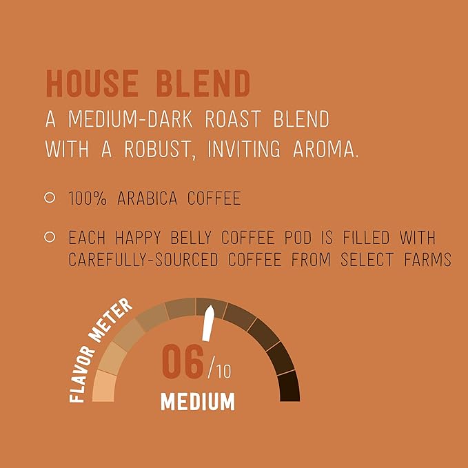 Happy Belly an Amazon Brand -Medium Roast Coffee Pods, House Blend, Compatible with Keurig 2.0 K-Cup Brewers, 100 Count