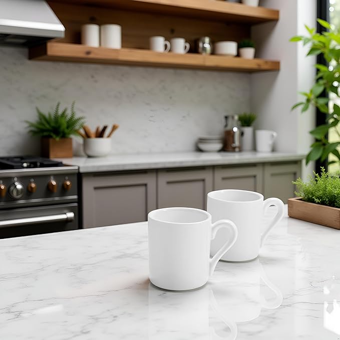 Stylusella Pure White Ceramic Espresso Cup (2 oz/60 ml), set of two