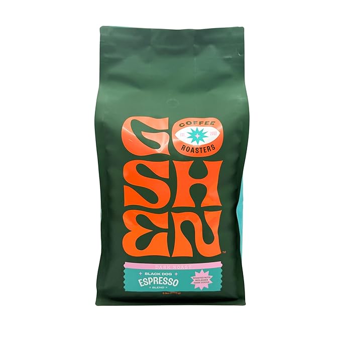 Goshen Coffee Roasters Ground Black Dog Espresso Blend | Dark Roast, Espresso or Brewed | Award-Winning, Natural and Washed | Roasted Nuts, Molasses, Dark Cocoa Flavors | 2 Lb Bag