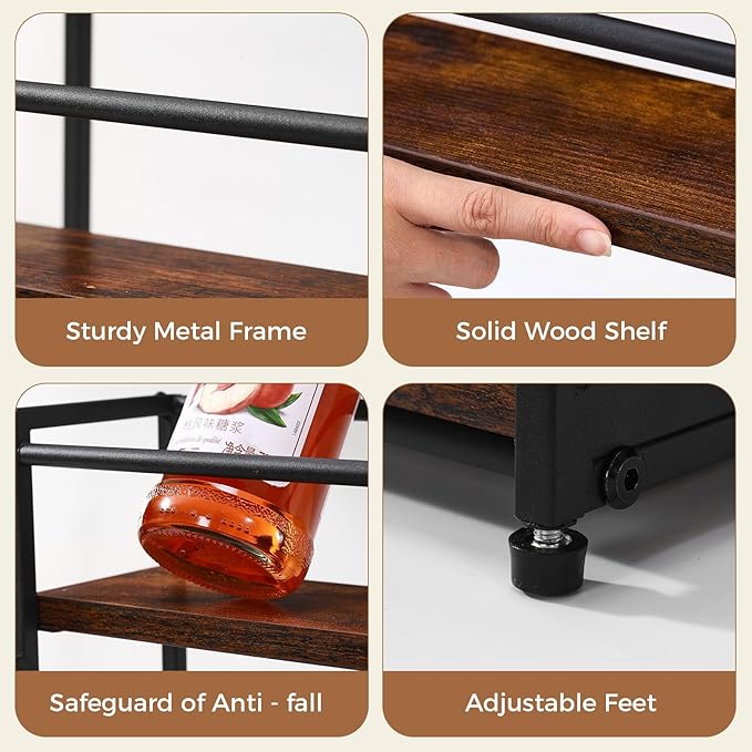 ICOHOT Coffee Syrup Rack Organizer, 3-Tier 12 Syrup Bottles Holder Stand for Coffee Bar, Liquor Bottle Display Shelf Bar Shelf Stand Countertop Rack for Syrup, Wine, Spice