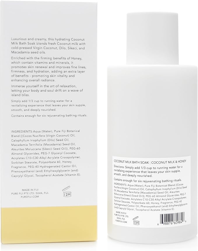 Pure Fiji Coconut Milk Bath Soak, Coconut Milk & Honey (14oz/415ml)