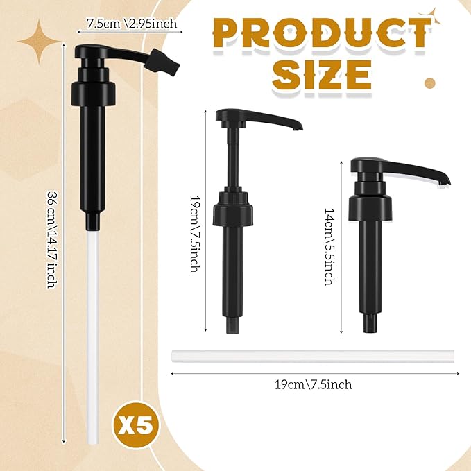 Nuogo Coffee Syrup Pump Compatible with Monin 750ml (25.4 Fl Oz) Glass Bottles Flavor Syrup Pump Dispenser with Tip Covers(5 Pcs,Black)