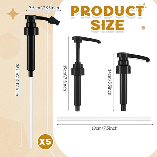 Nuogo Coffee Syrup Pump Compatible with Monin 750ml (25.4 Fl Oz) Glass Bottles Flavor Syrup Pump Dispenser with Tip Covers(5 Pcs,Black)