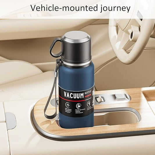 Double wall vacuum Leakproof stainless steel wide mouth insulated water bottle;tea tumbler with tea strainer infuser basket,cup and lid; travel coffee thermoses hot drinks;portable cold thermal flask