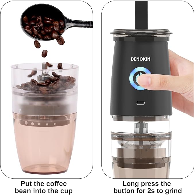 Portable Burr Coffee Grinder, Electric/Manual 2-in-1 Cafe Bean Grind Mill, USB Rechargable Mini Electric Coffee Grinder with 5 Grind Settings