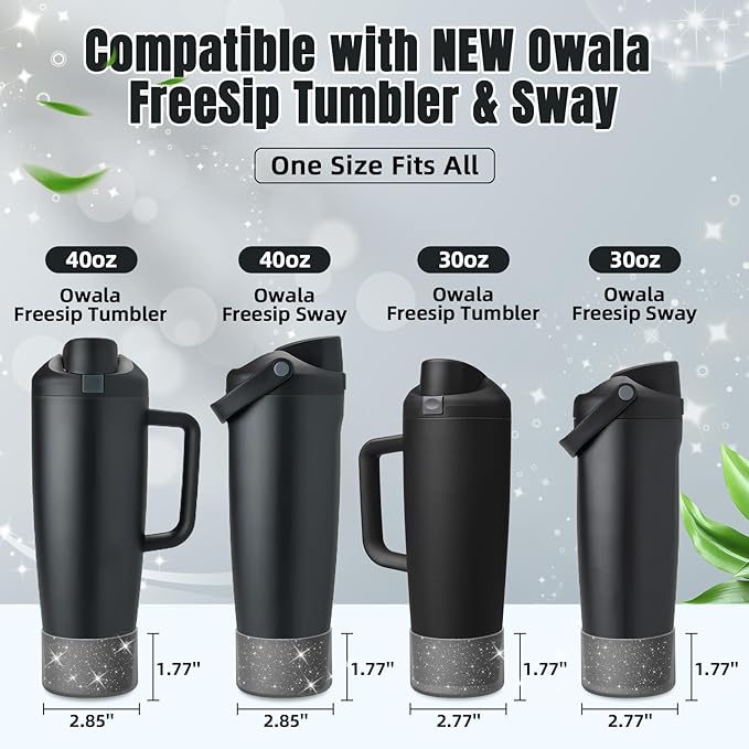 2PCS Silicone Boot Compatible with Owala 30oz & 40oz FreeSip Sway Bottles & Tumblers, Protective Anti-Slip Bottom Cover Sleeve for Freesip Sway Tumbler