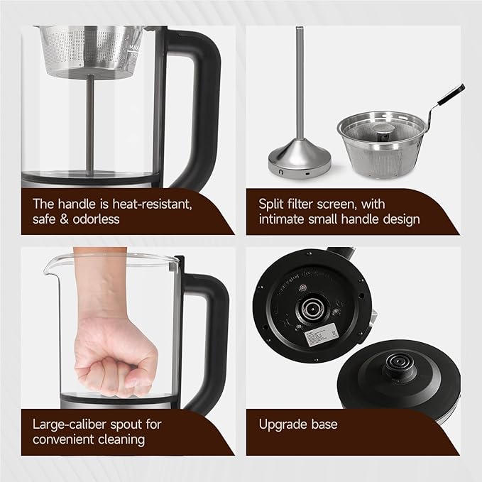 Drip Electric Coffee Maker, Electric Kettle, Watering Extracts, 600 Watts, 1.2L, BPA-free, Tea Free Kettle Coffee Press, Glass and Stainless Steel, Coffee Maker, Tea Kettle