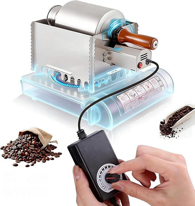 Coffee Roaster Machine for Home Use，Drum Coffee Bean Roaster, Roasting Time 10-20 Min, with Speed Controller, Stainless Steel Electric Peanut Roaster for Home, Commercial Restaurantfor