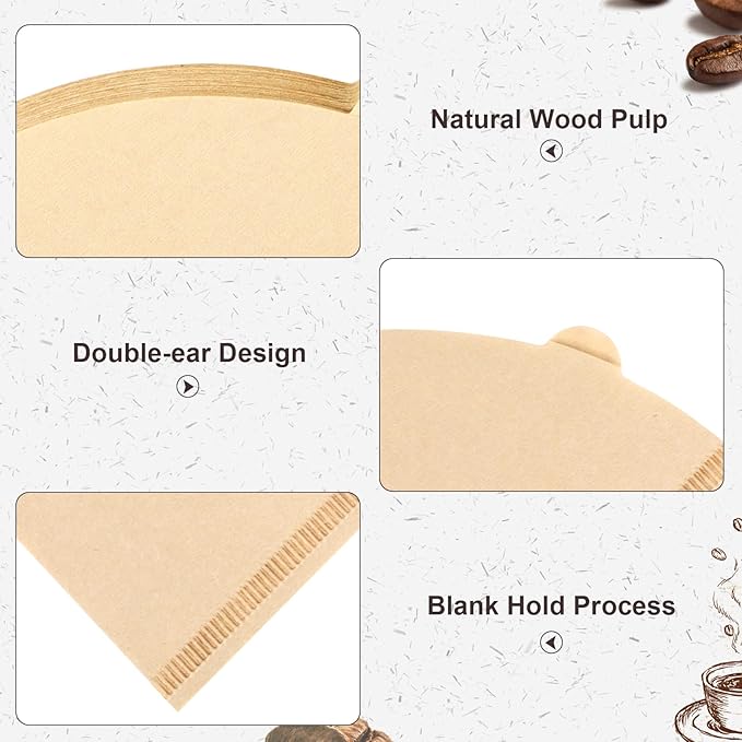 200 Count Cone Coffee Filters, Size 02 Natural Brown Pour Over Coffee Filters Paper, V02 Unbleached Disposable Paper Filters Compatible with Pour Over and Drip Coffee Maker(2-4 Cups)