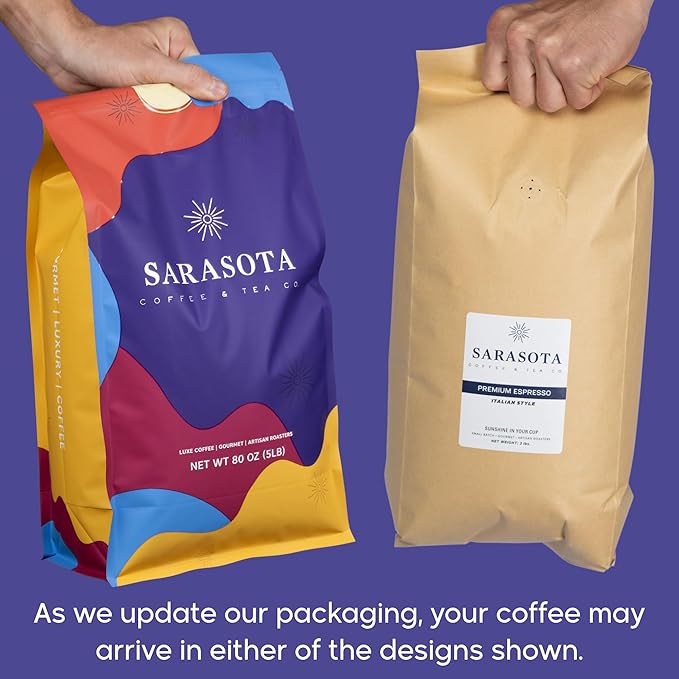 Sarasota Coffee Ground Espresso | Dark Roast Gourmet Coffee Grounds | Low Acid, Mold Free, Specialty Grade, Bulk Ground Espresso Coffee | 5lb (80 oz)