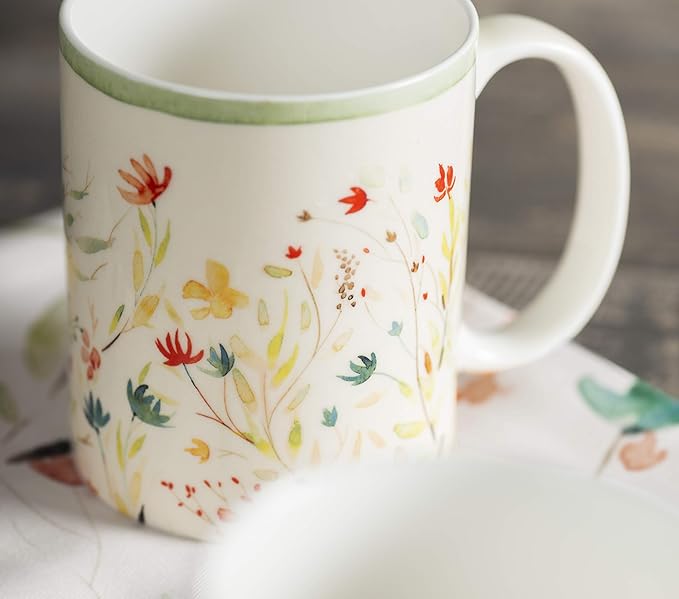 Maison d' Hermine Coffee Mug with Handles Fine Bone China Mugs Pack of Two Tea Cups for Hot Beverages Cappuccino Latte Home Restaurant Office Perfect for Gift (Colmar, 15 Ounce)