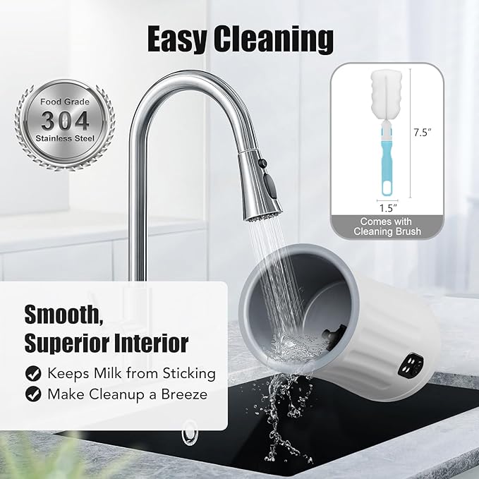 Milk Frother, Upgraded 4-in-1 Milk Frother and Steamer, Hot and Cold Foam Maker and Milk Warmer with Temperature Control & Auto Shut-Off, Frother for Coffee, Latte, Cappuccino, Matcha(Pearl)