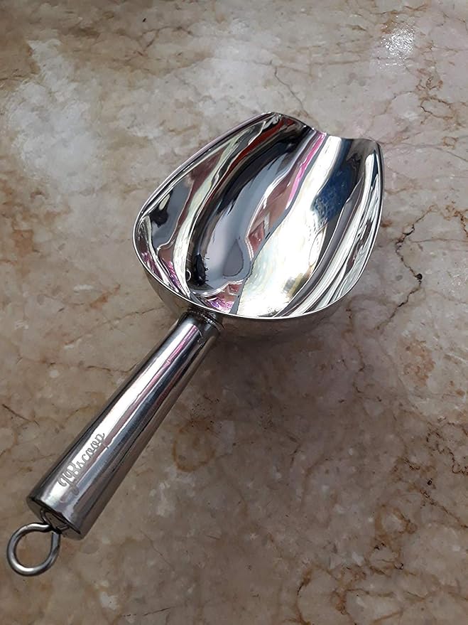 JBscoop Stainless Steel large Ice Scoop 11.3 inch, Feed Candy Popcorn Sugar Utility Scoop Easy Storage, Heavy Duty - 18 Oz