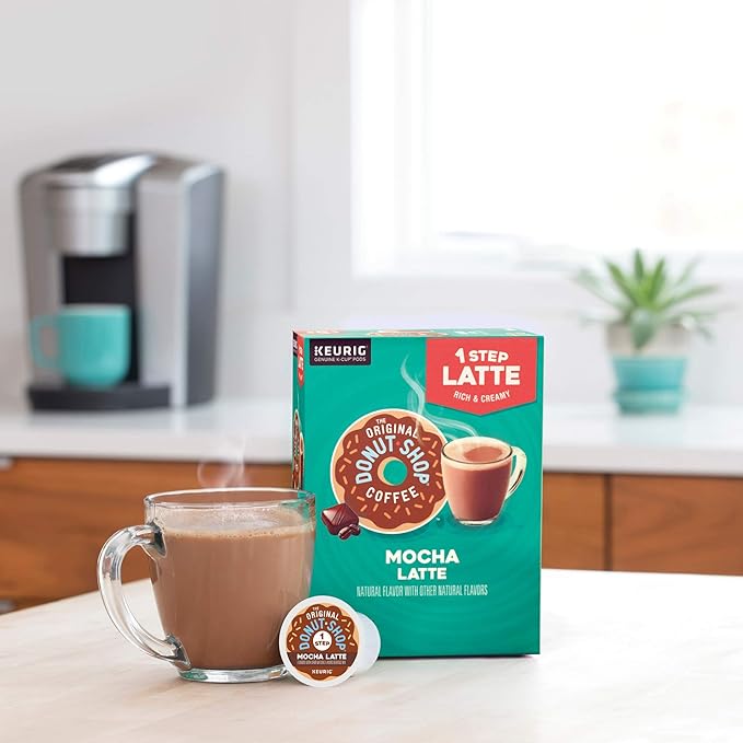 The Original Donut Shop Mocha One-Step Latte, Single Serve Coffee K-Cup Pod, Flavored Coffee, 60 Count (6 Packs of 10)