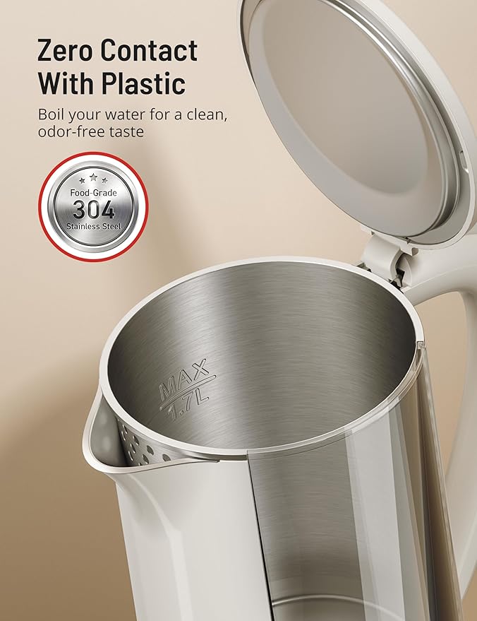 Paris Rhône Electric Kettle, Tea Kettle with 6 Temperature Settings, 1.7L Cordless Hot Water Boiler Heater, Strix Thermostat, Touch Control, Auto-Shutoff/Boil-Dry Protection, Keep Warm, LED Indicator