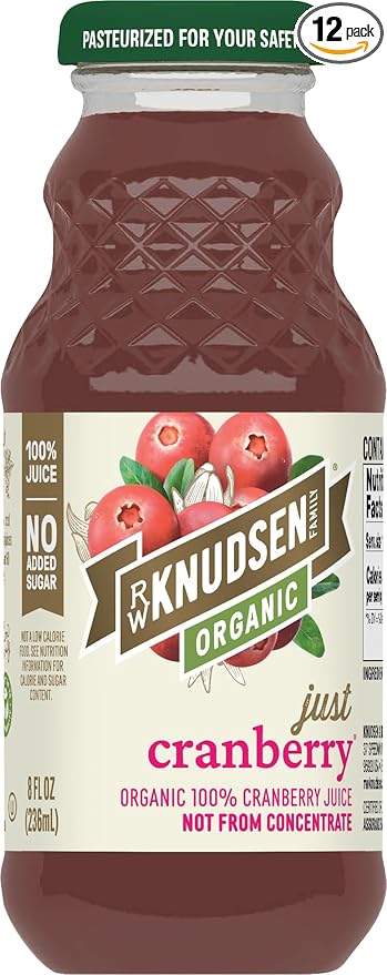 R.W. Knudsen Organic Just Cranberry Juice, 8 fl oz (12 Pack)