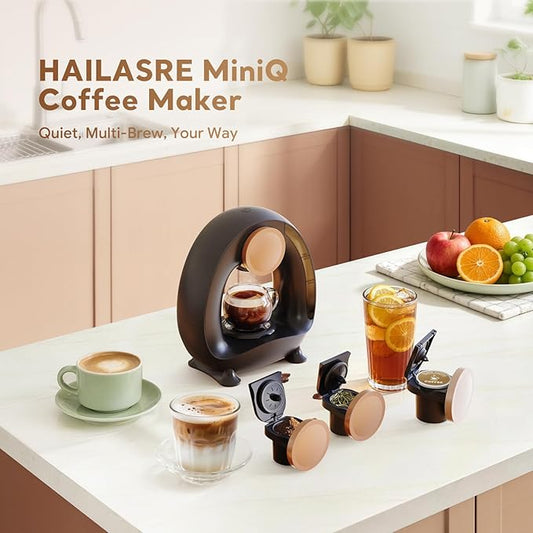 3 in 1 Single Serve Coffee Maker for K Cup Black, Ground Coffee and Tea Leaves, 1400W 20s Fast Heating Mini K Cup Coffee Brewer, One Button Operation, for Small Spaces for Bedroom