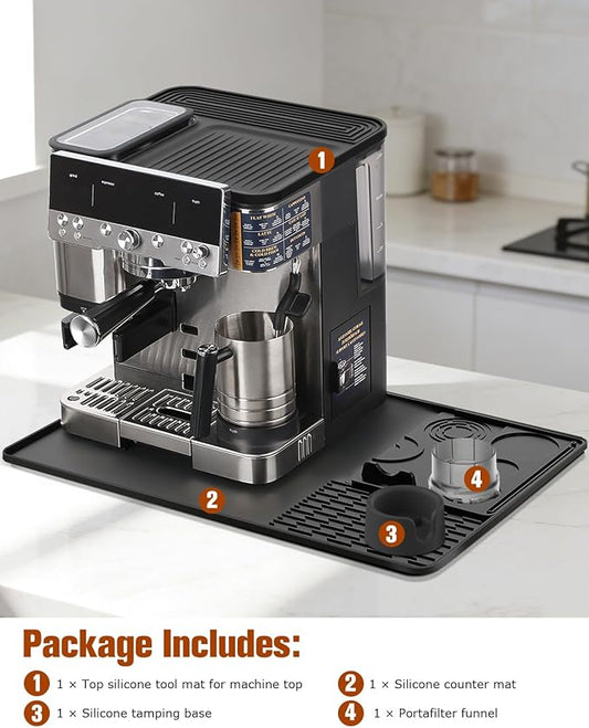 Accessories Kit for Ninja Luxe Cafe Pro Coffee Machine ES601 & ES701– Includes Top Mat + 23"X15" Counter Mat with Drip Pad + Portafilter Funnel + Tamping – All in One