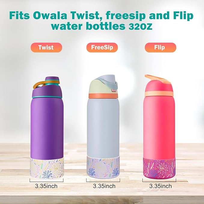 WK IEASON 2Pcs Silicone Boot for Owala Water Bottle, Protective Flask Bottom Cover Base for Owala FreeSip Twist and Flip Flask Water Bottle Accessories-3.35inch Bottom Diameter