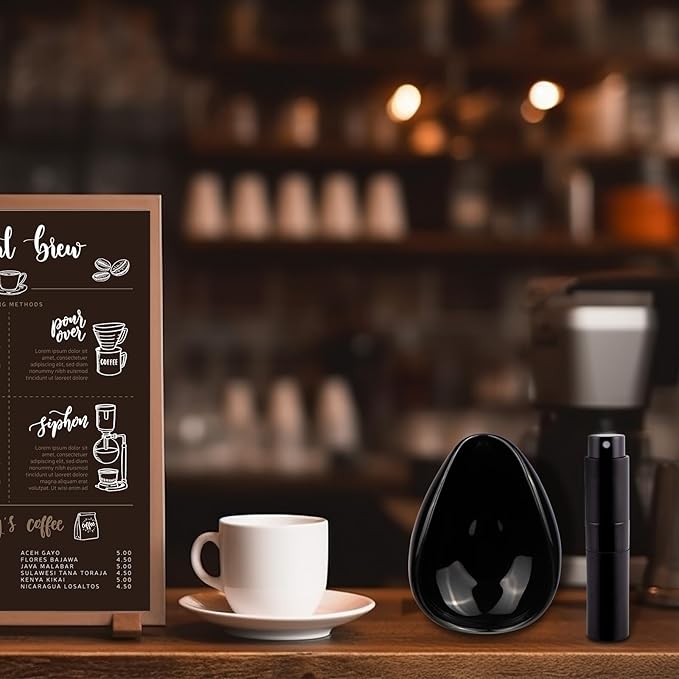 FEUNLEM Coffee Bean Dosing Cup and Spray Bottle Set - Ceramic Espresso Accessories Kit, 8ml Static Reducing Sprayer for Camping, Gym, Home Use | Barista-Approved Dosing Tools