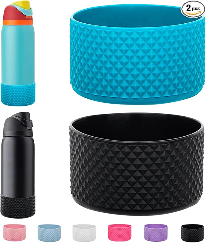 WK IEASON 2Pcs Silicone Boot for Owala Water Bottle, Protective Flask Bottom Cover Base for Owala FreeSip Twist and Flip Flask Water Bottle Accessories-3.56inch Bottom Diameter