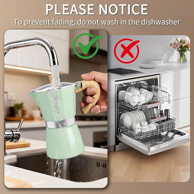 Mongdio Stovetop Espresso Maker Moka Pot, Cuban Coffee Maker Stove top coffee maker Moka Italian Espresso Greca Coffee Maker Brewer Percolator, 6 Espresso Cups, 10 oz - Green