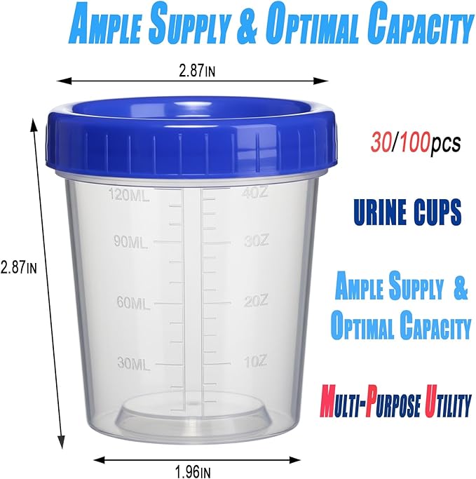 100PCS Specimen Cups with Lids - 4oz Multi-functional Storage Jars for Sample Cups and Sample Collection Kit, Used to Store Paint, Parts, Small Tools (100pcs)