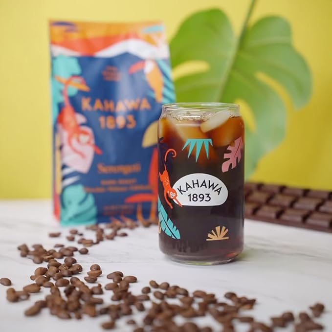 Kahawa 1893 Whole Bean Coffee Dark Roast Serengeti Blend 12 Oz - As Seen on Shark Tank, Low Acid, High Antioxidants, Naturally Sweet, Organically Grown, Ethically & Sustainably Sourced
