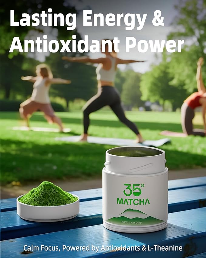 35°N MATCHA Organic Ceremonial Grade Matcha Powder, USDA Certified, 100% Pure Green Tea, First Harvest, No Additives, High in Antioxidants, L-Theanine & EGCG, Smooth Taste for Lattes & Baking, 1.4oz (40g)