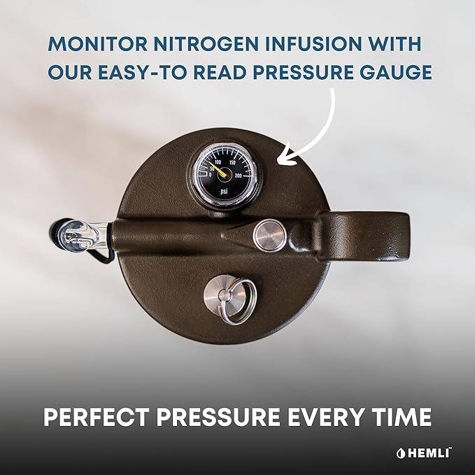 Nitro Cold Brew Coffee Maker 12 oz Ceramic-Lined, Tritan Cup, Pressure Gauge, Stores 3 Nitrogen Gas Bulbs Custom Designed for Cold Brew and Nitro Drinks
