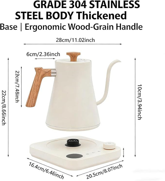 Gooseneck Electric Kettle, Electric Kettles, 1200W, 0.9L Stainless Steel Temperature Control Kettle, Precise Temperature Control for Pour-Over Coffee & Tea Brewing for Pour Over Coffee, Brew Tea
