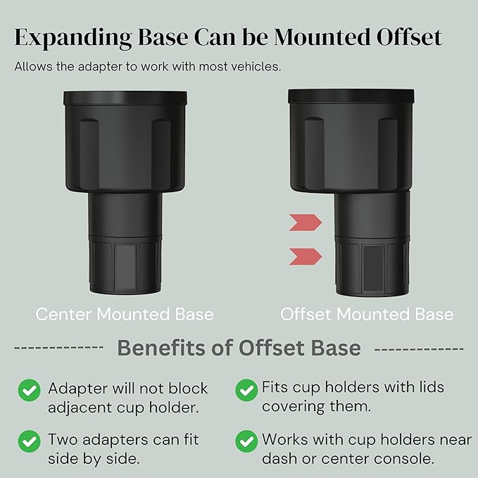 Car Cup Holder Expander Adapter for Large Water Bottles - [Patented & Upgraded] - Holds: Hydro-Flask, Yeti, Nalgene, Owala, 32-40oz - Adjustable Expandable Insert Extender - Universal