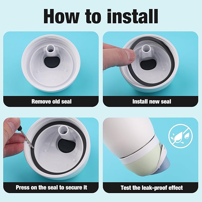 Joshey 4Pack Rubber Seal Replacement Gasket & Stopper Set, Compatible with Owala Freesip 24oz 32oz Bottle Spout Lid-Silicone Gasket Replacement Parts (Gray)