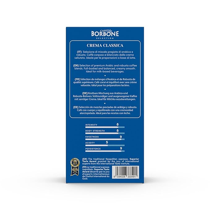 Caffè Borbone Ground Coffee, Crema Classica, Premium Coffee Blend, Full-Bodied, Balanced, Creamy and Smooth Taste, Made in Italy - 8.8 ounce (Pack of 4)