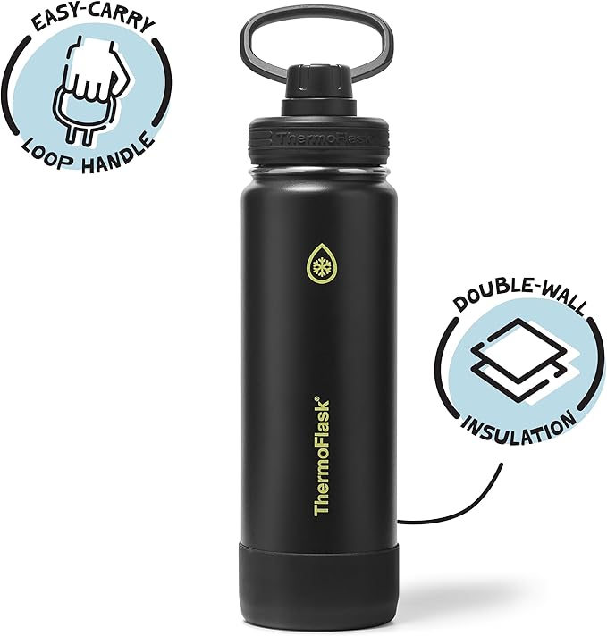 ThermoFlask 24 oz Double Wall Vacuum Insulated Stainless Steel Water Bottle with Spout Lid, Shadow Glow