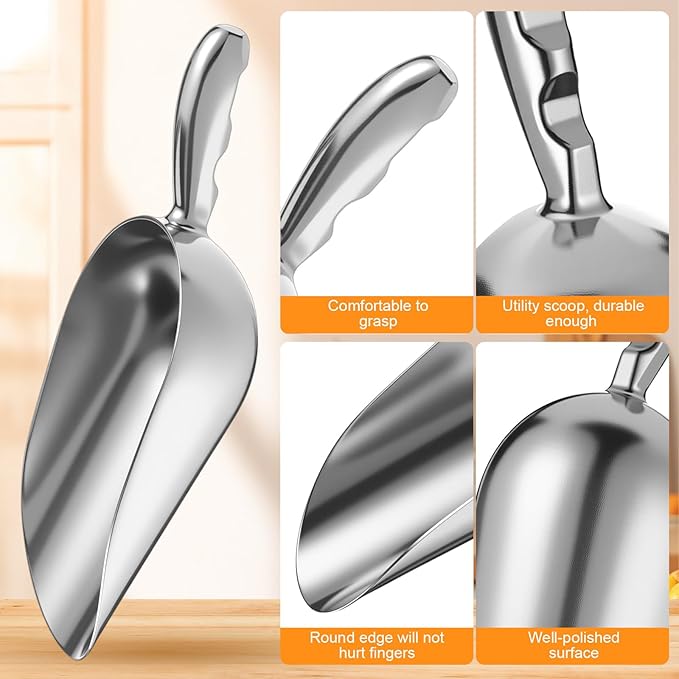 LemonRoad 3 Pieces 12 oz Aluminum Alloy Utility Scoop Ice Sugar Flour Utility Scoop for Bar and Home