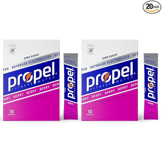 Propel Powder Packets, Berry With Electrolytes, Vitamins and No Sugar, 20 Count (Pack of 2) - in GARIZZE Box