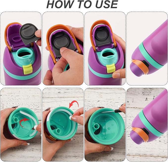 4pcs Water Bottle Seal Circle & 4pcs Replacement Stopper, Silicone O Circle Lid Gasket Parts for Owala Free Sip 19oz 24oz 32oz 40oz, Cap Mouth Plug Gasket Accessories, BPA-Free