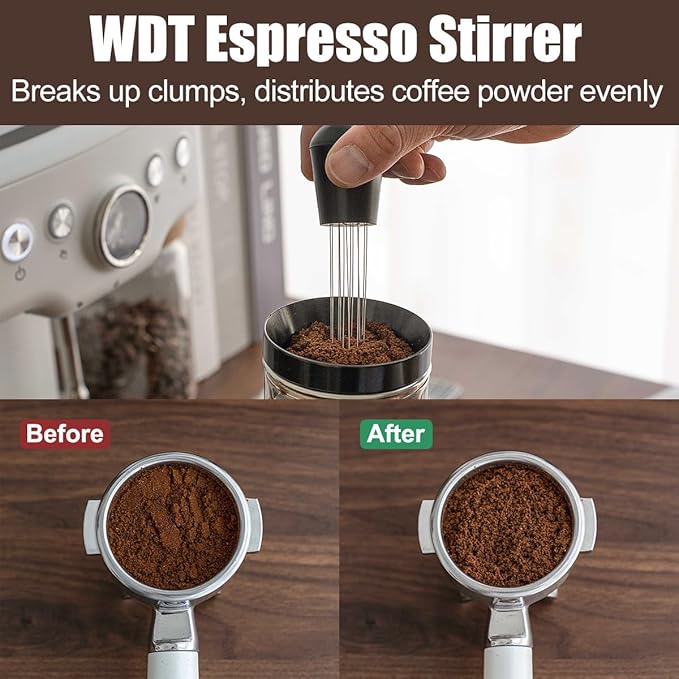 7 PCS Espresso Accessories Kit, Espresso Tamping Station, Coffee Tamper, Coffee Distributor, WDT Tool, Puck Screen, Dosing Funnel, Cleaning Brush, Barista Tools Set (51mm)