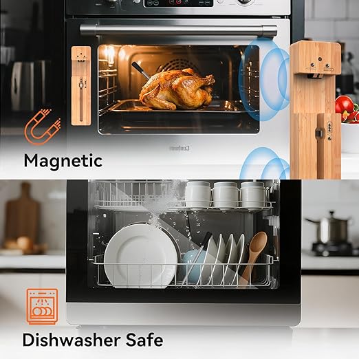 Newise Bluetooth Wireless Meat Thermometer with Smart APP, Long Range & Fast Charge, Digital Food Thermometer for Grill, Oven, Smoker, Christmas Perfect Gifts for Men Dad