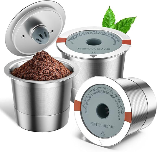 RETHONE Reusable K Cups for Keurig:Refillable K Cups Coffee Pods for Keurig 1.0 & 2.0 Coffee Machine,Stainless Steel Coffee Filters-SUS 304‌, Easy to Clean,Lid-Body Tight Seal