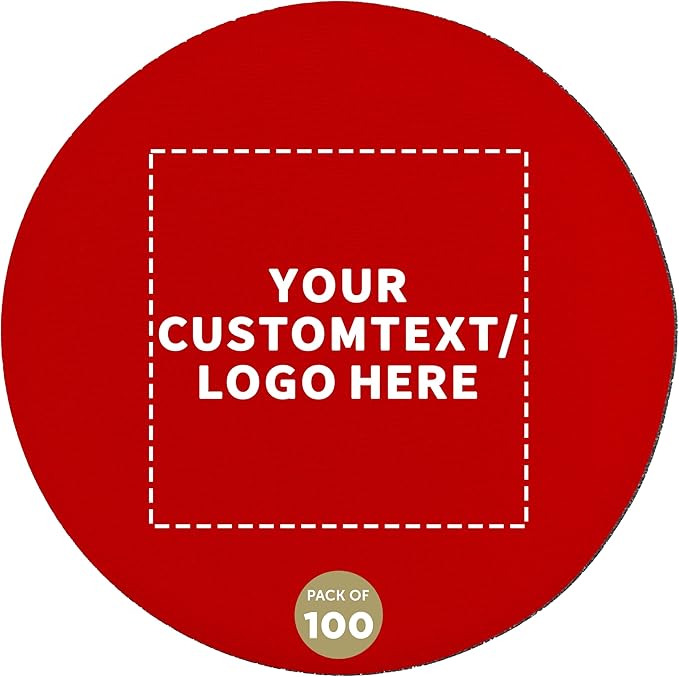 100 Round Foam Bud Coasters Pack, 4 inch - Customizable Text, Logo - PU Foam, Party Favor - Red