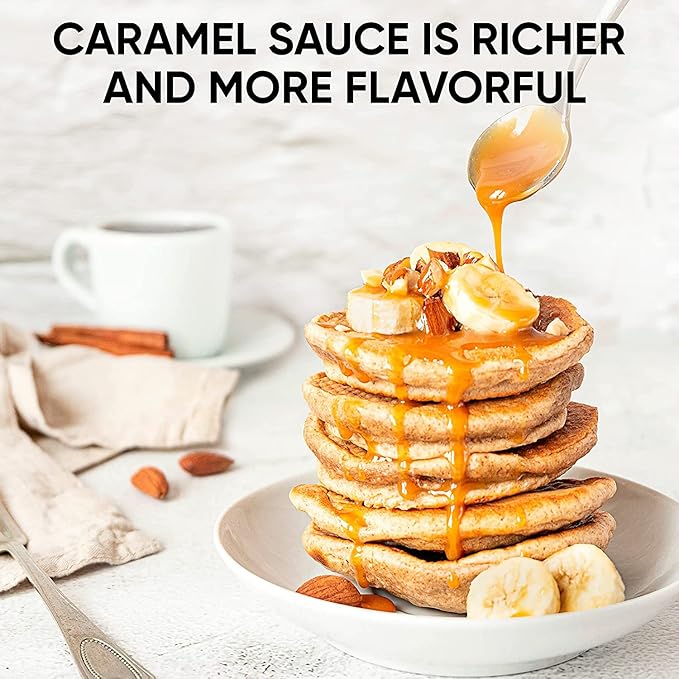 King's Cupboard Organic Caramel Sauce - The Perfect Sauce for Ice Cream, Fruit Dip, Topping Desserts, Caramel Drizzle for Coffee - Gluten-Free, Kosher, Organic, All Natural, 7.7 oz - Pack 4