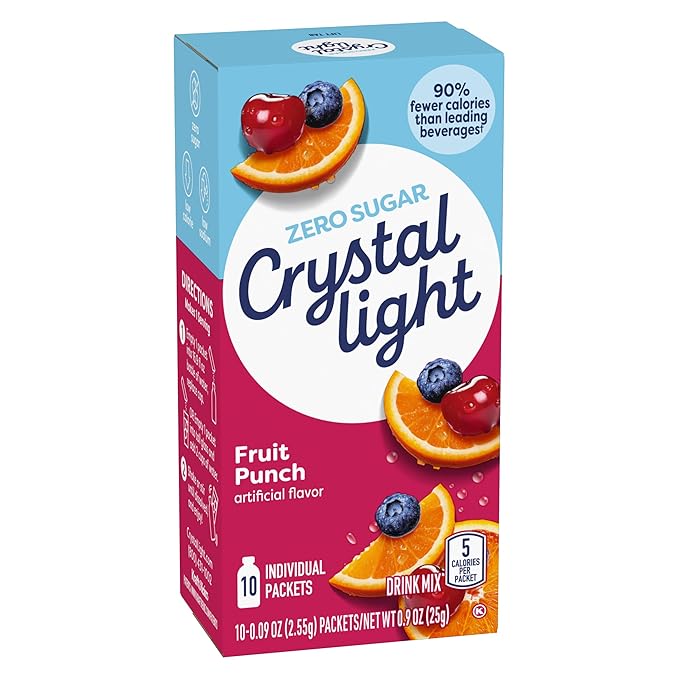 Crystal Light Sugar-Free Pink Lemonade Multi-Serve Drink Mix (2.9 oz) & Fruit Punch On-The-Go Powdered Drink Mix (10 CT, 1 Ea.) (Variety Pack)