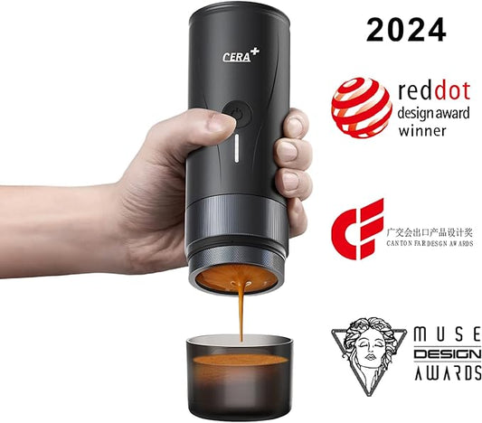 CERA+ Portable Espresso Maker Pro with Bag Self-Heating Professional-Level Mini Coffee Machine Compatiable with Ultra-Fine Grind For Travel,Camping,Hiking
