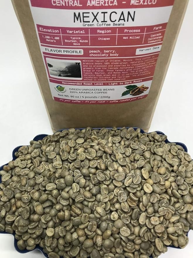 5 pounds| Mexican| Farm: Finca Nextlalpa| Grade-Altura| Spice,Chocolate,BrownSugar,Nuts/Apple| Specialty-Grade Green Unroasted Whole Coffee Beans| for Home Coffee Roasters|by Smokin’ Beans Coffee Co