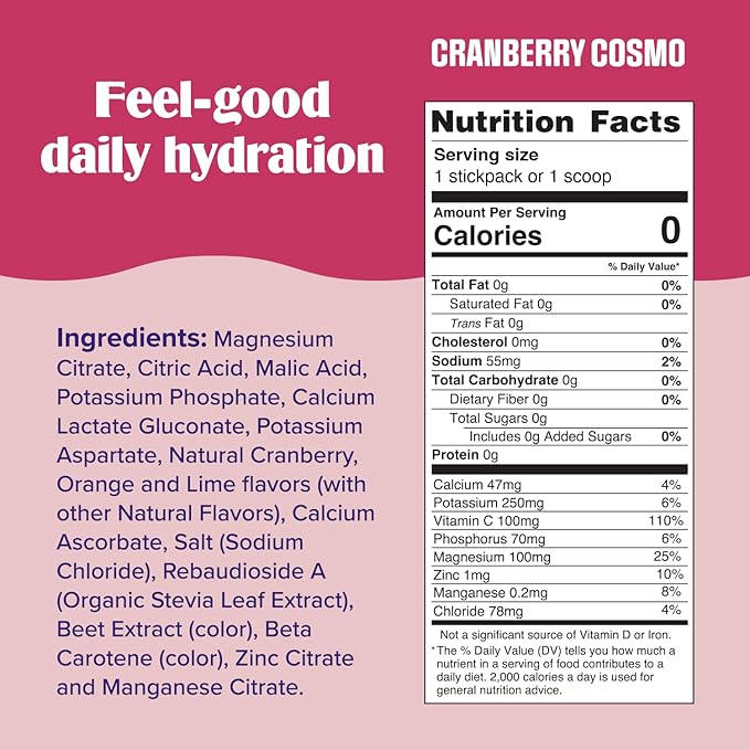 Ultima Replenisher Daily Electrolyte Powder Drink Mix – Sugar Free – Cranberry Cosmo, 90 Servings – Hydration Powder with 6 Key Electrolytes and Trace Minerals – Keto Friendly, Non-GMO