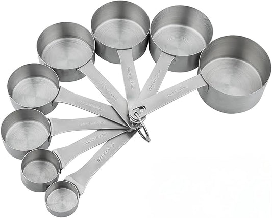 Smithcraft Measuring Cups and Spoons Set 18, Metric&US 18/8 Stainless Steel Measuring Cups and Spoons for Kitchen &Baking, Metal Measue Cup and Spoon for Dry&Liquid, 8 Measure Cups&9 Spoons w/Leveler